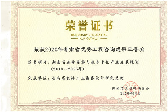 2020年湖南省优秀工程咨询三等奖